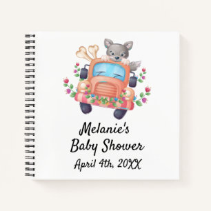 Cute Gray Wolf Baby Shower Guestbook Notebook