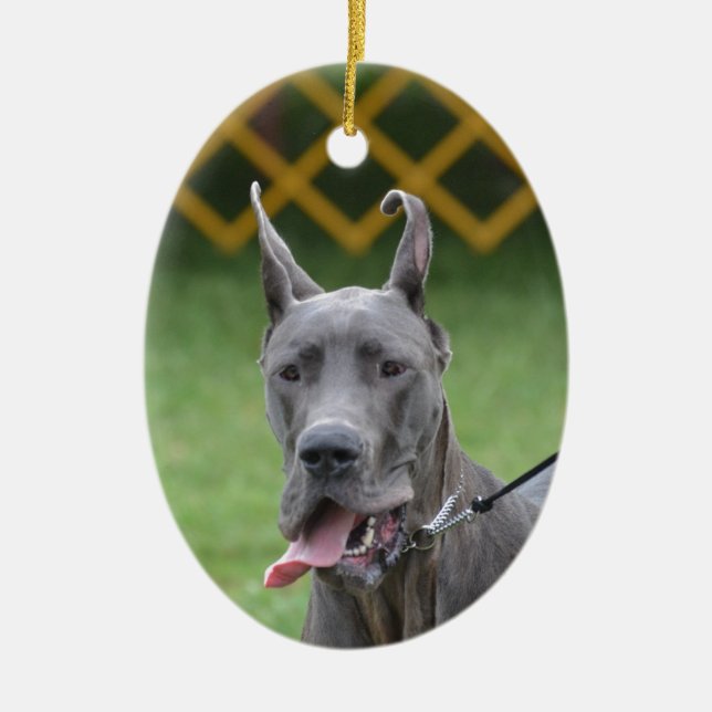Cute Great Dane Ceramic Tree Decoration (Front)