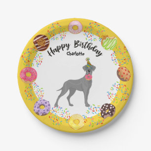 Cute Great Dane Dog Birthday Party Paper Plate