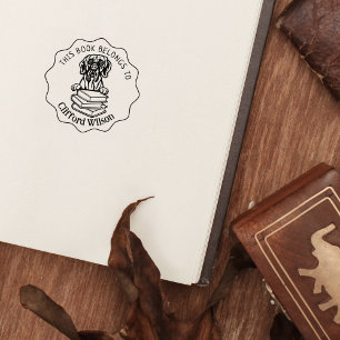 Cute Great Dane Dog Book Rubber Stamp