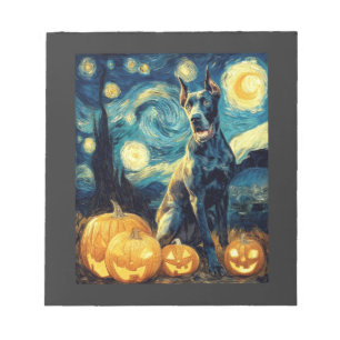 Cute Great Dane Dog Halloween Jack O Lantern Pumpk Notepad