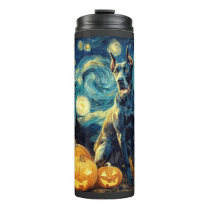 Cute Great Dane Dog Halloween Jack O Lantern Pumpk Thermal Tumbler