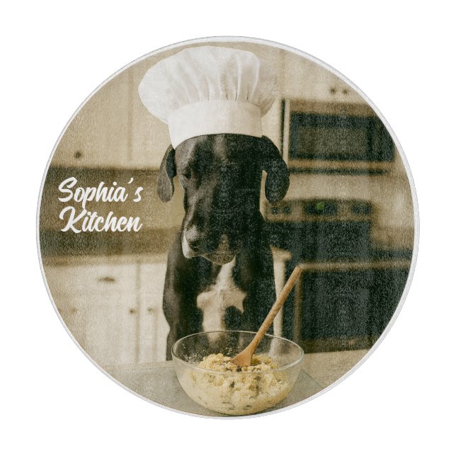 Cute Great Dane Personalised Round  Cutting Board (Front)