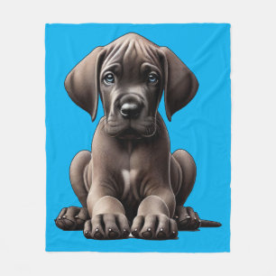 Cute Great Dane Puppy Fleece Blanket