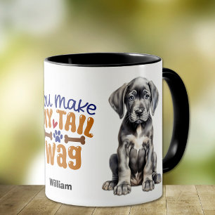 Cute Great Dane Puppy You Make My Tail Wag Mug