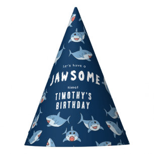 Cute Great White Sharks Ocean Birthday Party Party Hat