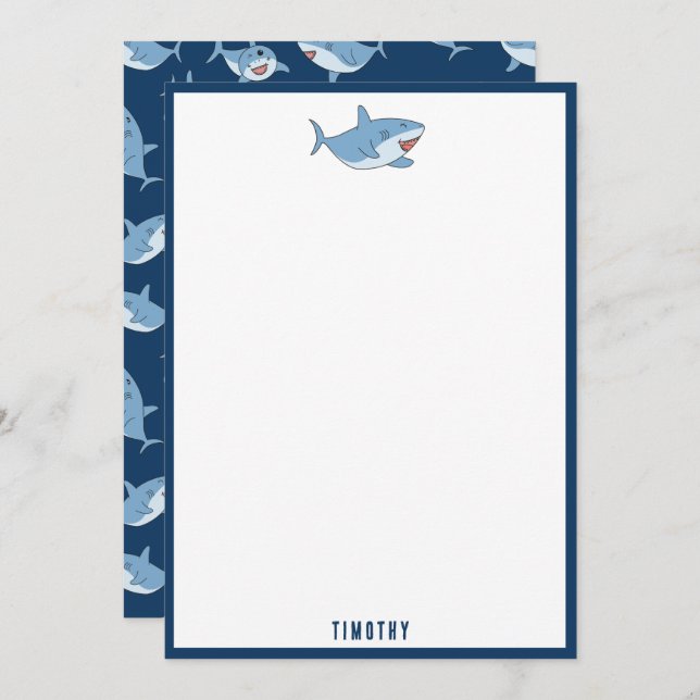 Cute Great White Sharks Ocean Pattern Card (Front/Back)