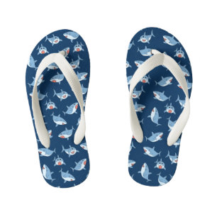 Cute Great White Sharks Ocean Pattern Kid's Jandals