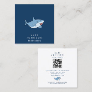 Cute Great White Sharks Ocean QR Code Square Business Card