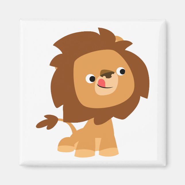 Cute Greedy Cartoon Lion Magnet (Front)