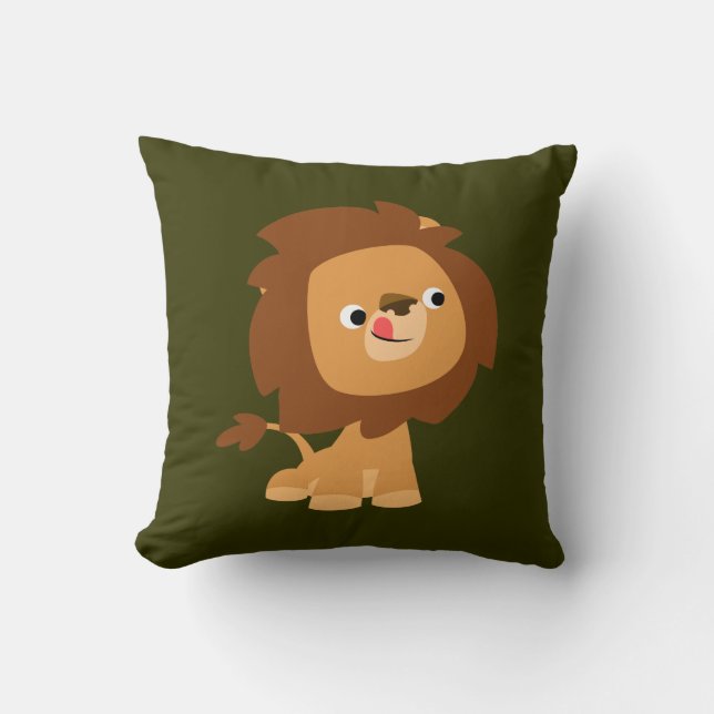 Cute Greedy Cartoon Lion Pillow (Front)