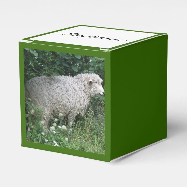 Cute Greedy Sheep Eating Custom Favour Box (Front Side)
