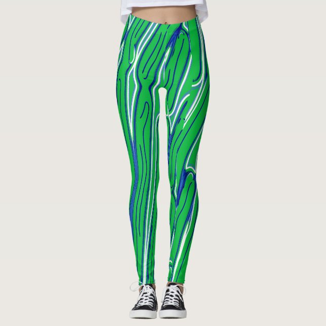Cute green abstract pattern"Ratti_Creative_Arts"   Leggings (Front)