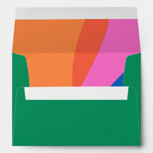 Cute Green Abstract Rainbow Personalised Holiday Envelope