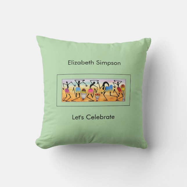 Cute green, African Art, Break Dance Cushion (Front)