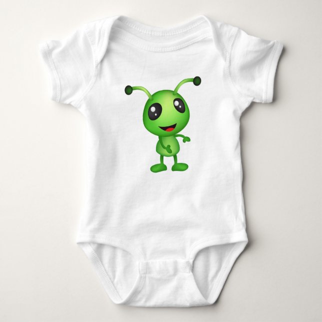 Cute green alien baby bodysuit (Front)