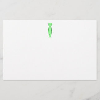Cute Green Alien. Cartoon. Stationery