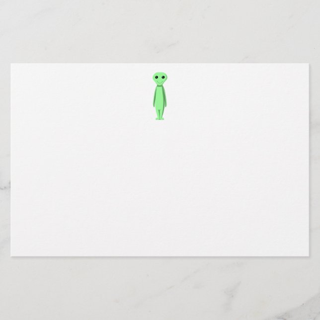 Cute Green Alien. Cartoon. Stationery (Front)