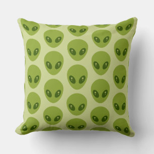Cute Green Alien Heads Pattern Cushion