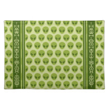 Cute Green Alien Pattern with Your Text in Glyphs