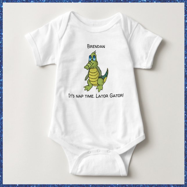 Cute Green Alligator Baby Bodysuit (Bookmark my store! https://www.zazzle.com/store/capricepetit)