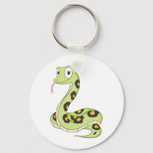 Cute Green Anaconda Snake Cartoon Key Ring