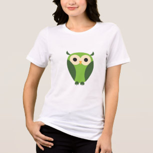 Cute Green And Beige Cartoon Owl Tri-Blend Shirt