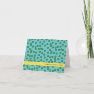 Cute Green and Blue Abstract Dots Personalised   Note Card