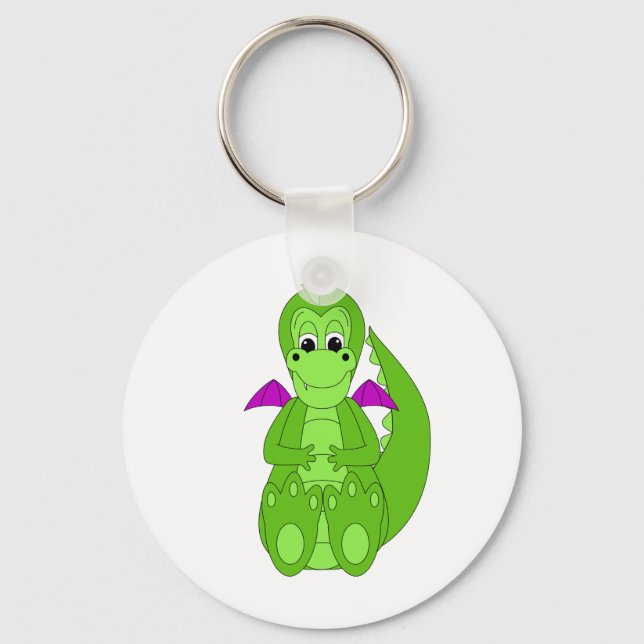 Cute Green And Purple Dragon Key Ring (Front)