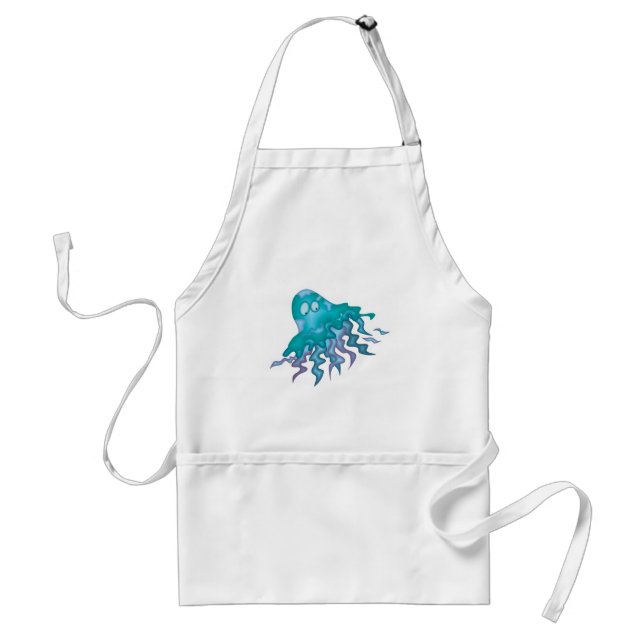 cute green and purple squid standard apron (Front)