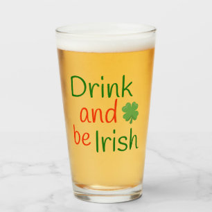 Cute Green and Red Irish Clover Glass