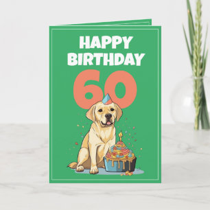 Cute Green and White Lab Husband 60th Birthday Card