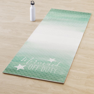 Cute Green and White Mermaid Off Duty Yoga Mat