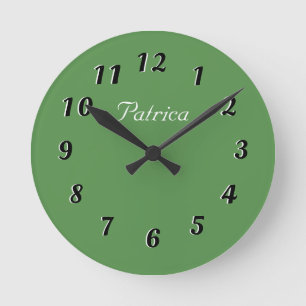 Cute Green and White Personalised Wall Clock