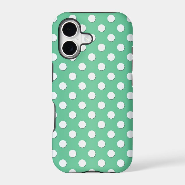Cute Green and White Polka Dot Pattern (Back)