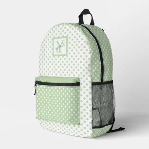 Cute Green and White Polka Dots Printed Backpack