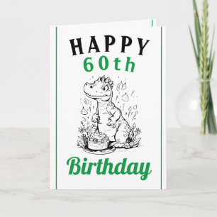 Cute Green and White Trex Husband 60th Birthday Card