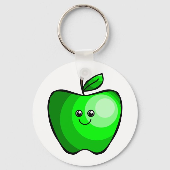 Cute Green Apple Keychain (Front)