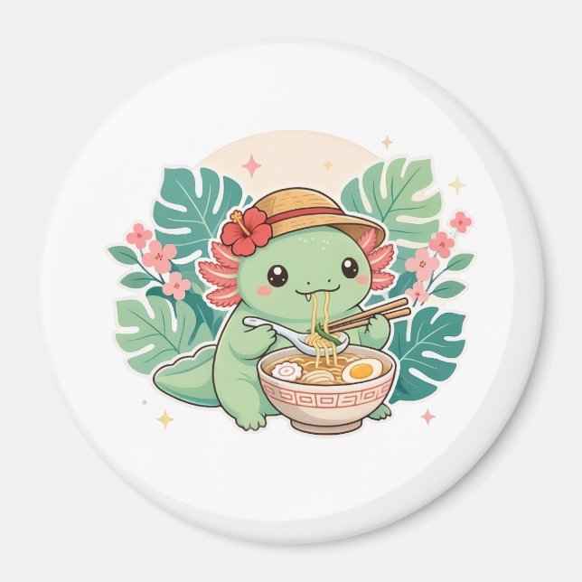 Cute green axolotl magnets (Front)