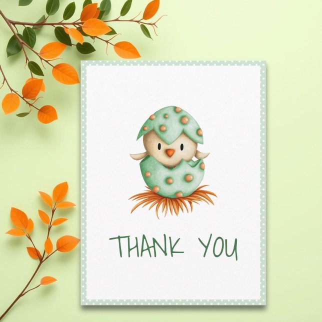 Cute Green Baby Bird Hatching Thank You Postcard (Creator Uploaded)