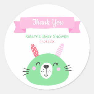 Cute Green Baby Bunny   Baby Shower Thank You Classic Round Sticker