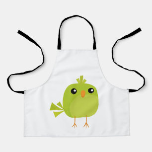 Cute Green Bird Cartoon Apron