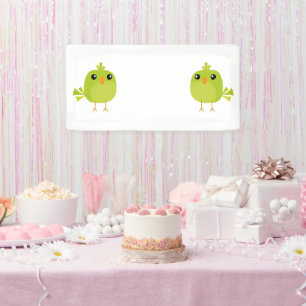 Cute Green Bird Cartoon Banner