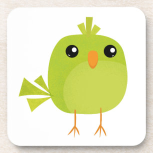 Cute Green Bird Cartoon Coaster