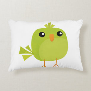 Cute Green Bird Cartoon Decorative Cushion