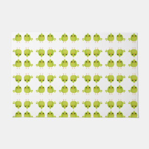 Cute Green Bird Cartoon Doormat