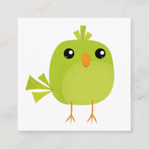 Cute Green Bird Cartoon Enclosure Card
