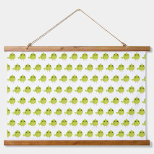 Cute Green Bird Cartoon Hanging Tapestry