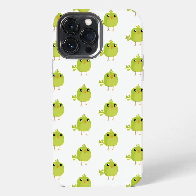 Cute Green Bird Cartoon iPhone Case (Back)