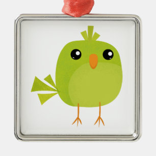 Cute Green Bird Cartoon Metal Tree Decoration